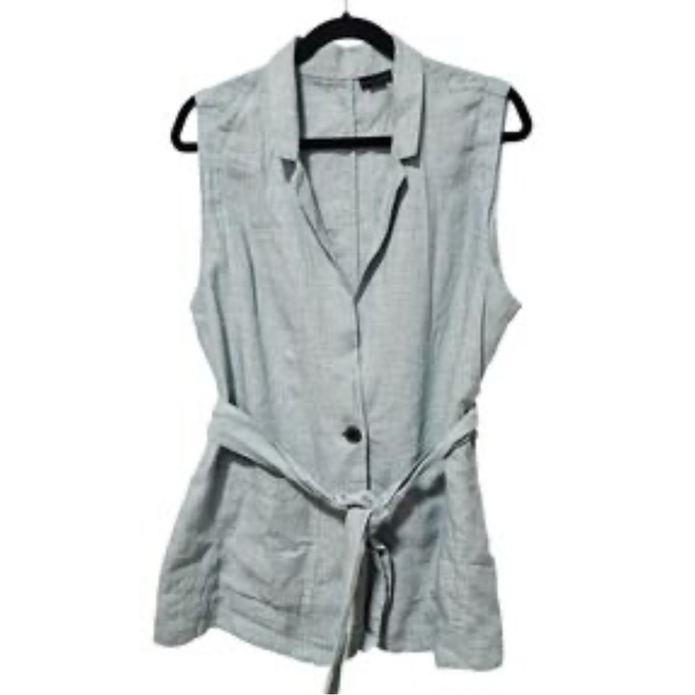 Tahari Light Gray Sleeveless Tie-Waist Vest